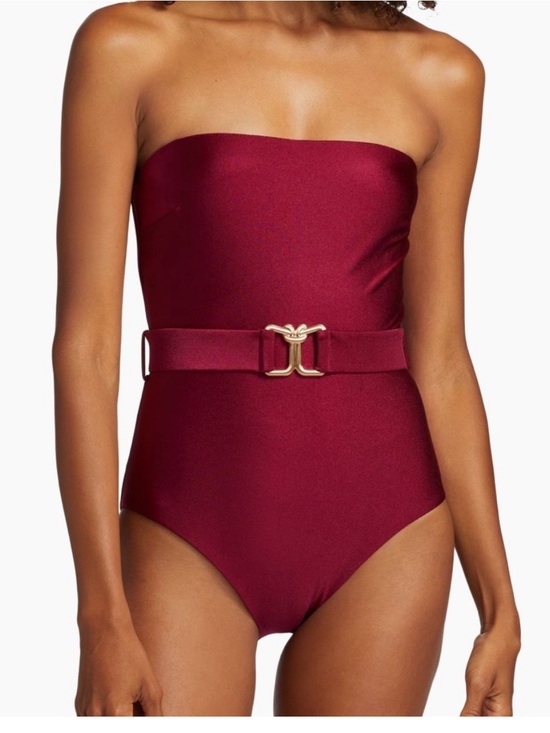 Zimmermann Other - Zimmermann Belted Strapless One-Piece Swimsuit in Burgundy